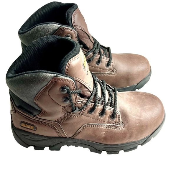 Magnum Essential Equipment Brown Leather Ion Mask Steel Toe Work Boots Size 9W - Picture 2 of 8